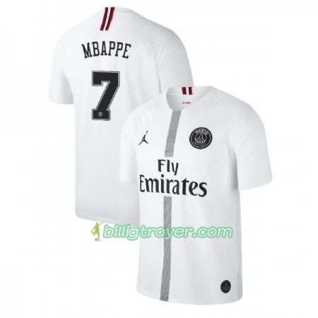 Billige Fotballdrakter Paris Saint-Germain Mbappe 7 Jodan Hvit Tredjedraktsett 2018/19 Kortermet